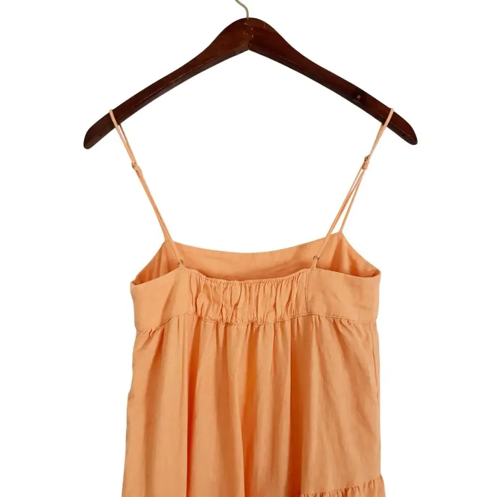 ABERCROMBIE Asymmetrical Summer Maxi Dress Light Orange XS Tall